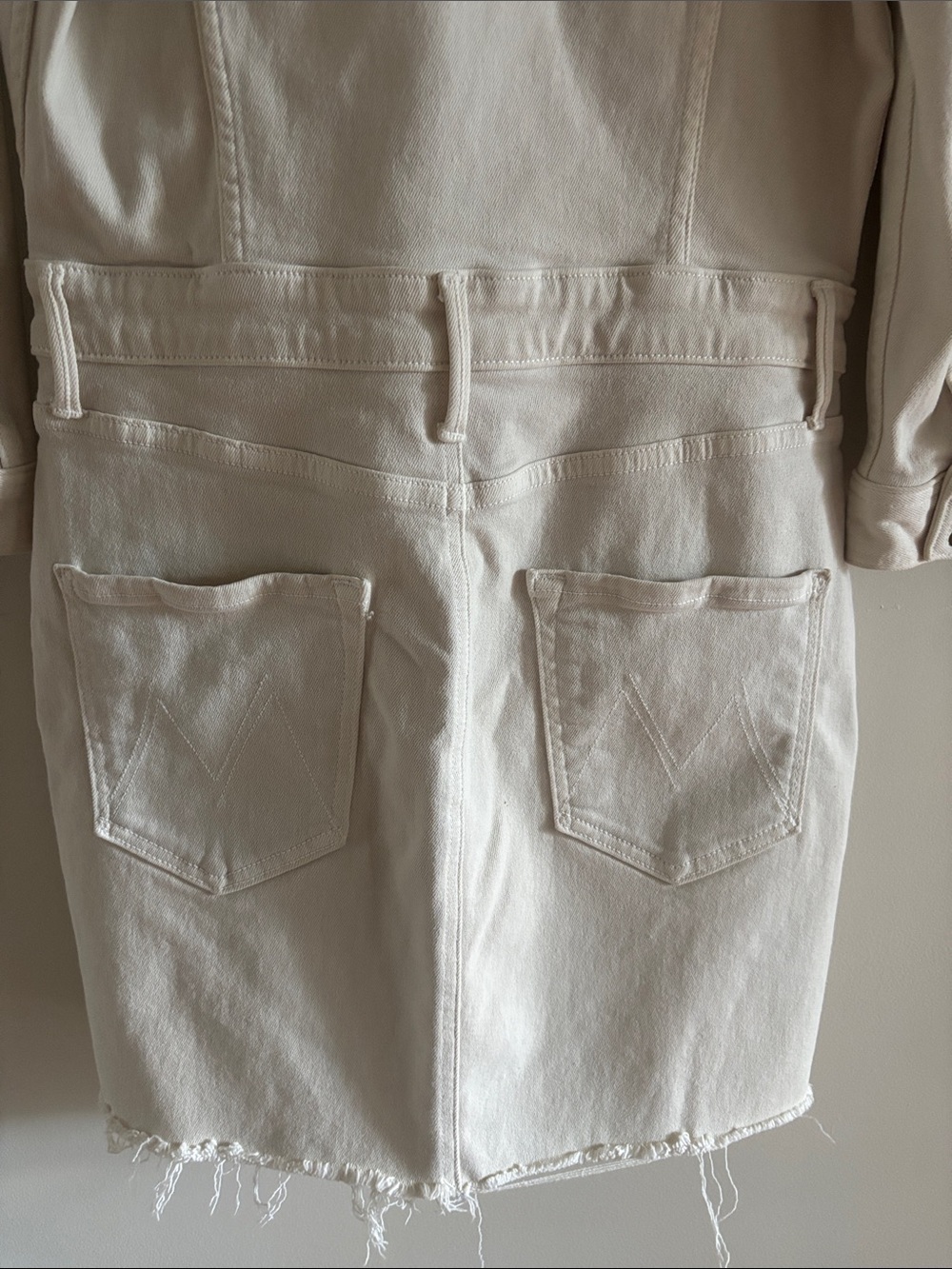 MOTHER Cream Denim Mini Dress- Button Front - Picture 5 of 10